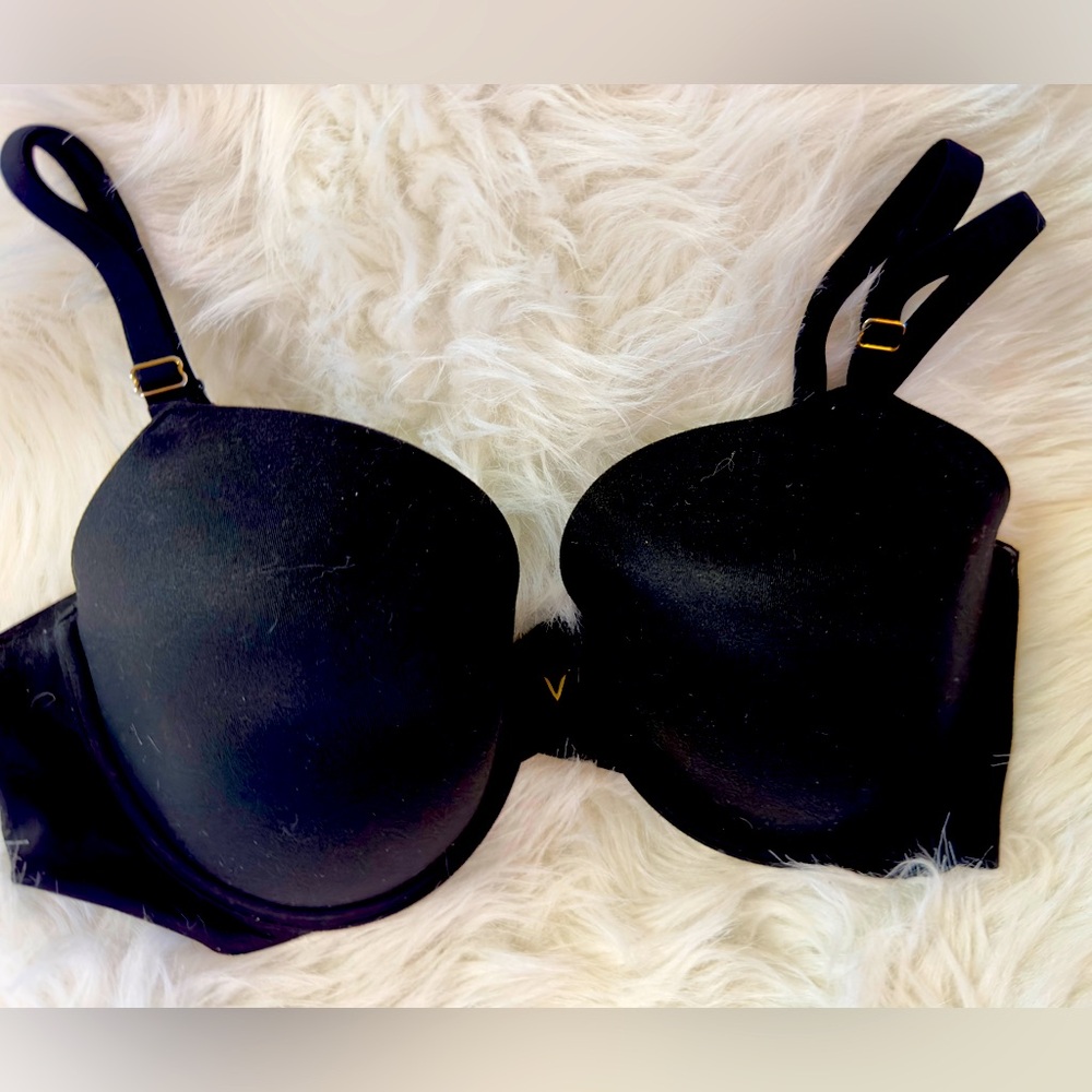 EUC Victoria's‎ Secret Lined Demi Sleek Black Women's Bra Size 36D